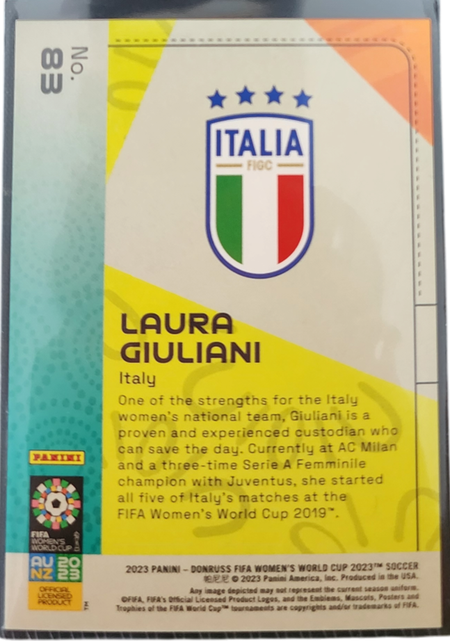 2023 Donruss FIFA Womens World Cup Laura Giuliani Gold Parallel