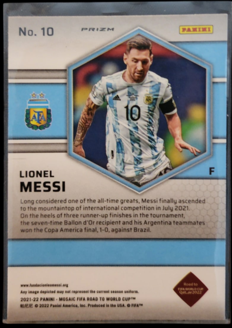 2021-22 Panini Mosaic World Cup soccer Lionel Messi Orange Fluorescent Argentina