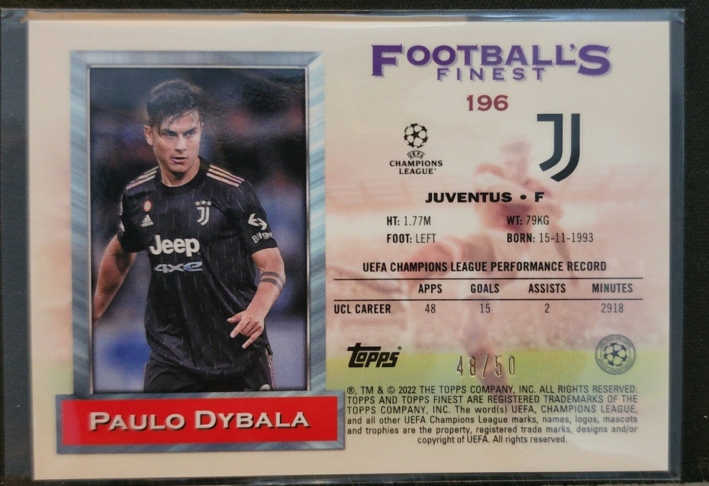2021-22 Topps Finest Flashbacks UEFA Paulo Dybala Juventus