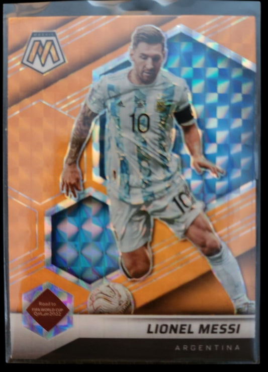 2021-22 Panini Mosaic World Cup soccer Lionel Messi Orange Fluorescent Argentina